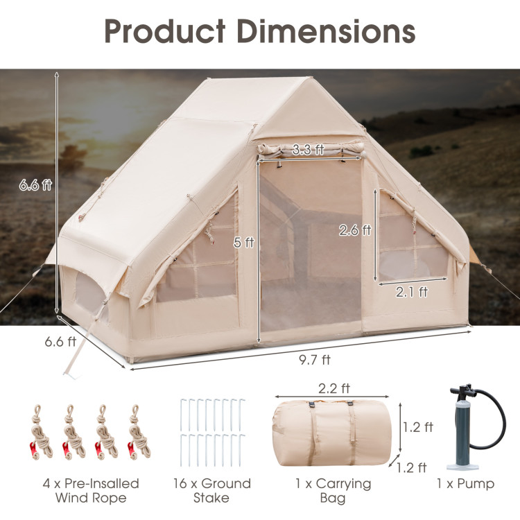 Inflatable Camping Tent 2/4/6 People Glamping Tent for Family Camping with Pump - Image 5