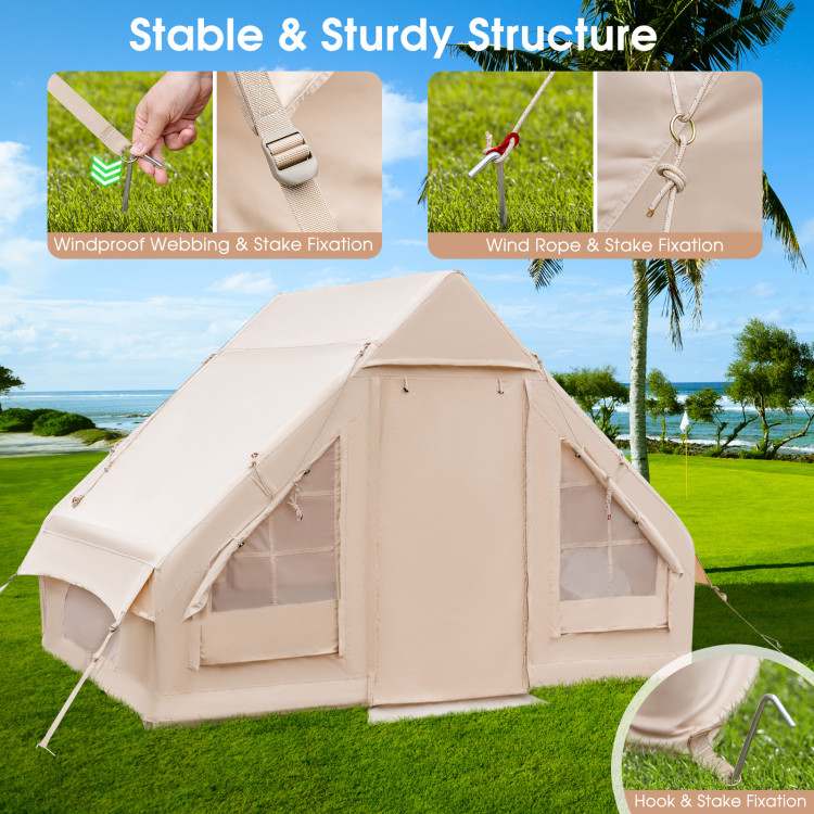 Inflatable Camping Tent 2/4/6 People Glamping Tent for Family Camping with Pump - Image 8
