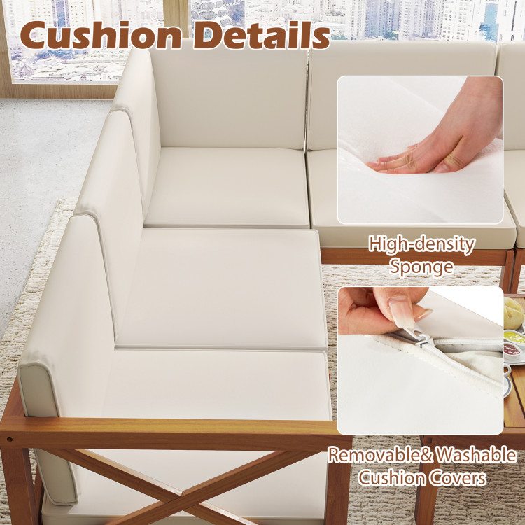 Outdoor 6 Pieces Acacia Wood Patio Sectional Furniture Set - Image 10