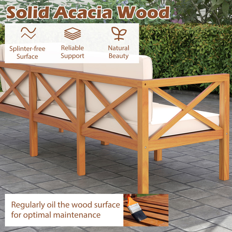 Outdoor 6 Pieces Acacia Wood Patio Sectional Furniture Set - Image 8