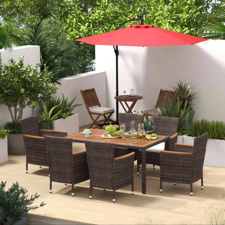 Patio Bundle: Outdoor Furniture Set+Patio Umbrella+Patio Swing+Bistro Set - Image 2