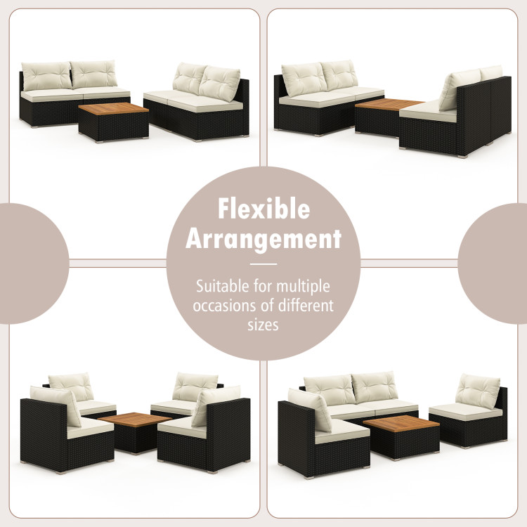 5 Piece Outdoor Furniture Set with Solid Tabletop and Soft Cushions - Image 10