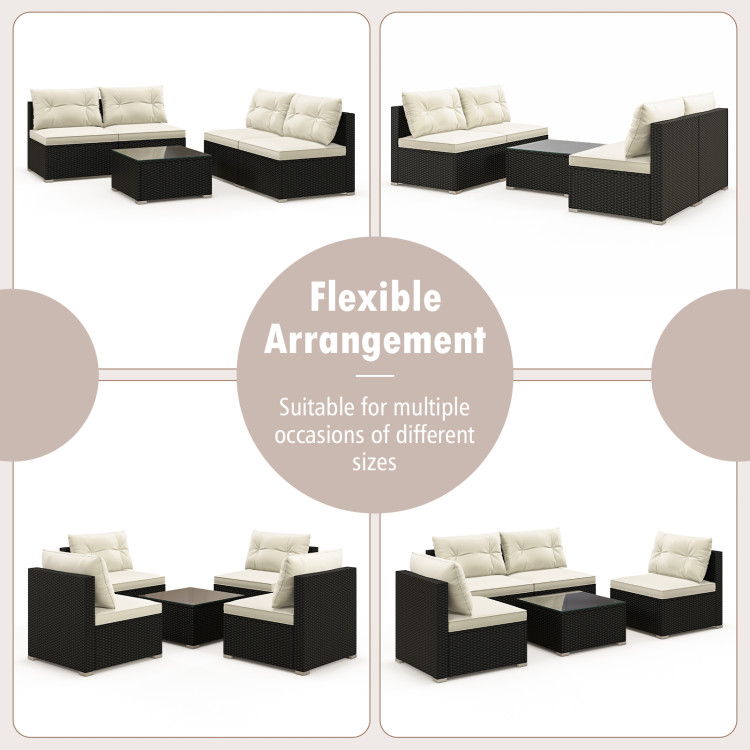 5 Pieces Outdoor Patio Furniture Set with Cushions and Coffee Table - Image 10