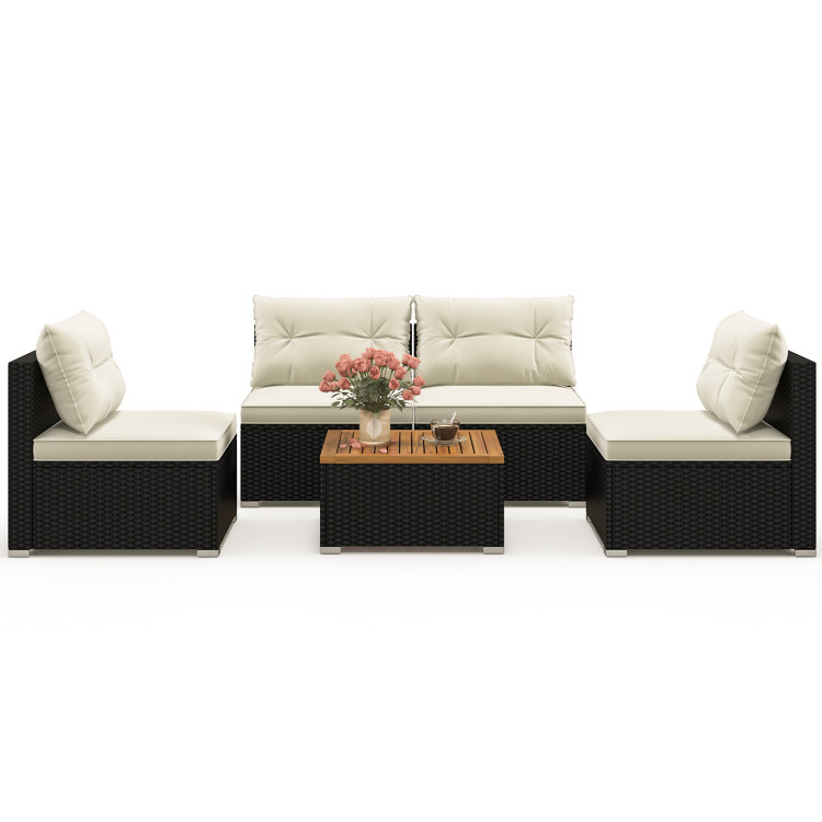 5 Piece Outdoor Furniture Set with Solid Tabletop and Soft Cushions - Image 4
