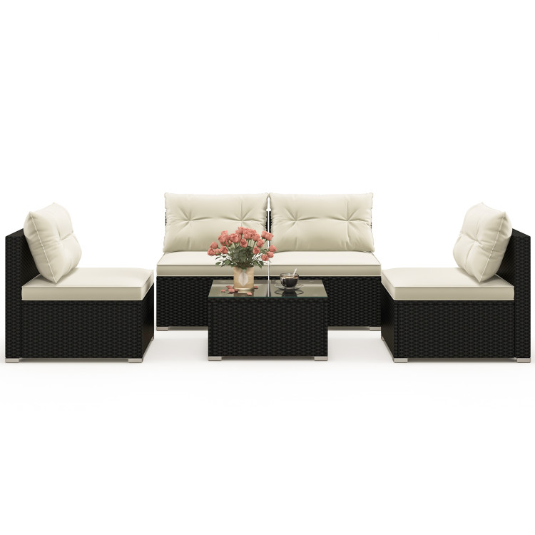 5 Pieces Outdoor Patio Furniture Set with Cushions and Coffee Table - Image 4