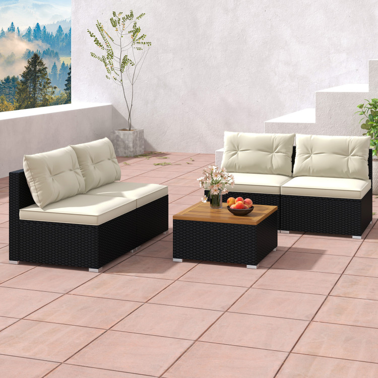 5 Piece Outdoor Furniture Set with Solid Tabletop and Soft Cushions - Image 6