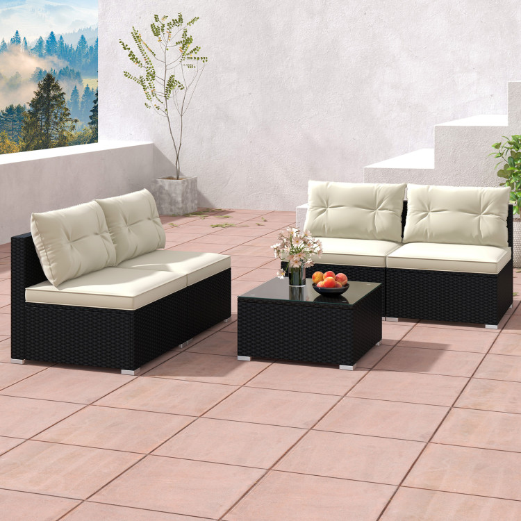 5 Pieces Outdoor Patio Furniture Set with Cushions and Coffee Table - Image 6