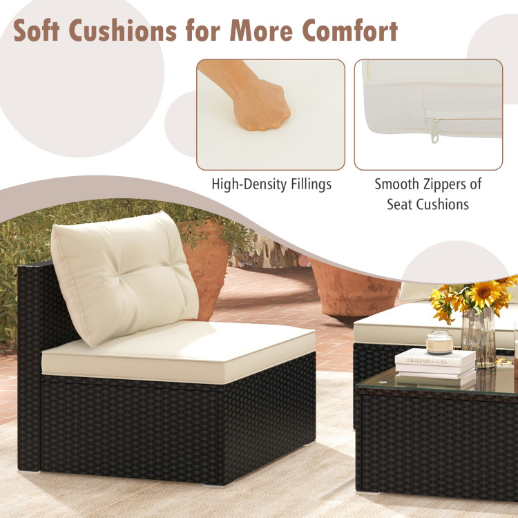 5 Pieces Outdoor Patio Furniture Set with Cushions and Coffee Table - Image 8