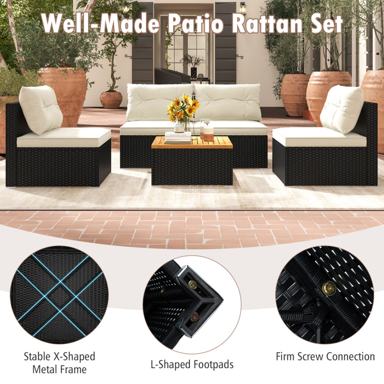 5 Piece Outdoor Furniture Set with Solid Tabletop and Soft Cushions - Image 9