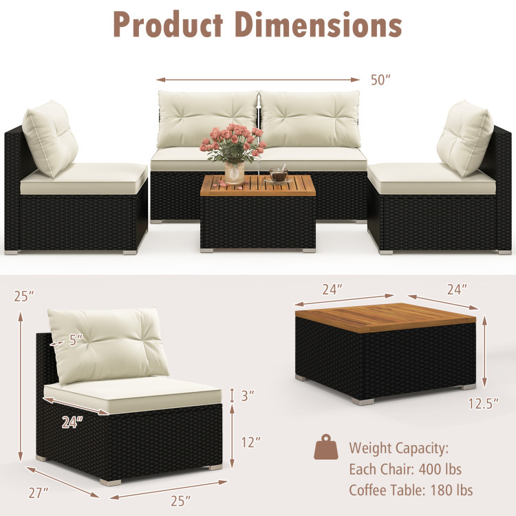 5 Piece Outdoor Furniture Set with Solid Tabletop and Soft Cushions - Image 5