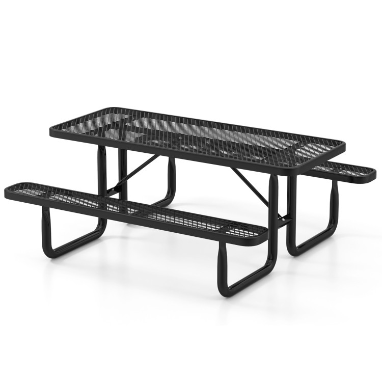 Outdoor Picnic Table and Bench Set for 8 Person with Seats and Mesh Grid - Image 4
