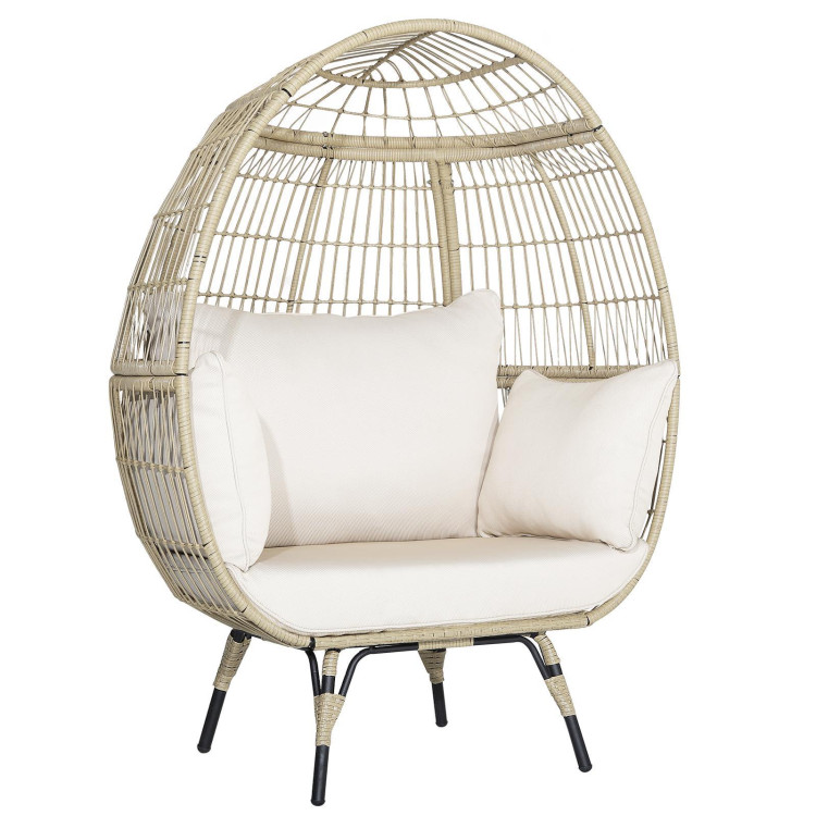 Oversized Rattan Egg Lounge Chair & 2-Seat Rattan Sofa with Cushions - Image 4