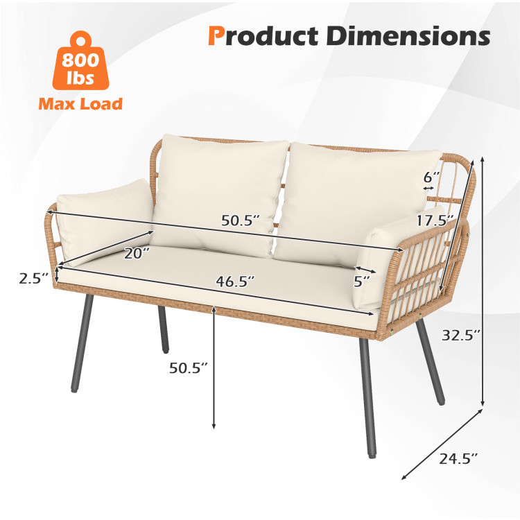 Oversized Rattan Egg Lounge Chair & 2-Seat Rattan Sofa with Cushions - Image 5