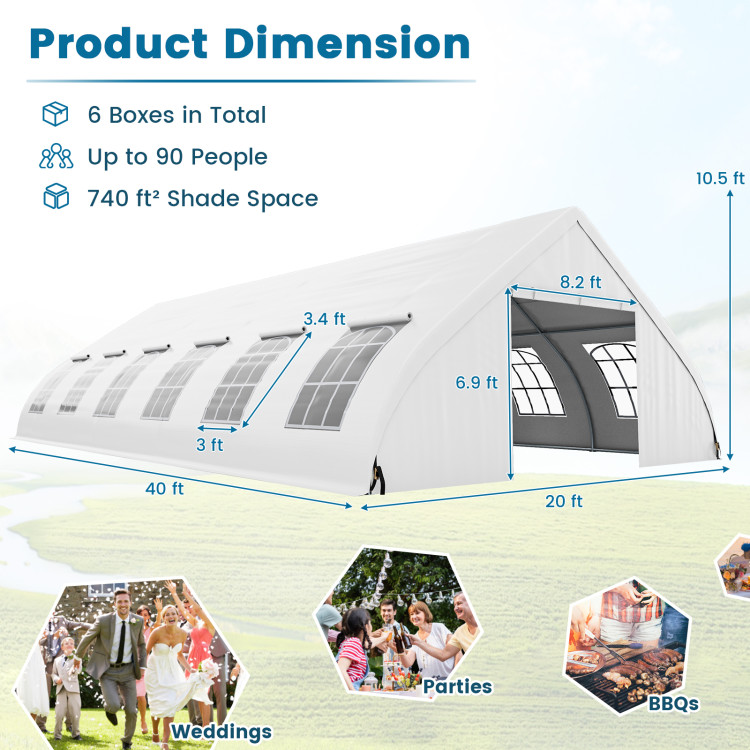 20 x 40 FT Peach Shaped Party Tent Wedding Canopy with Zipper Doors - Image 5