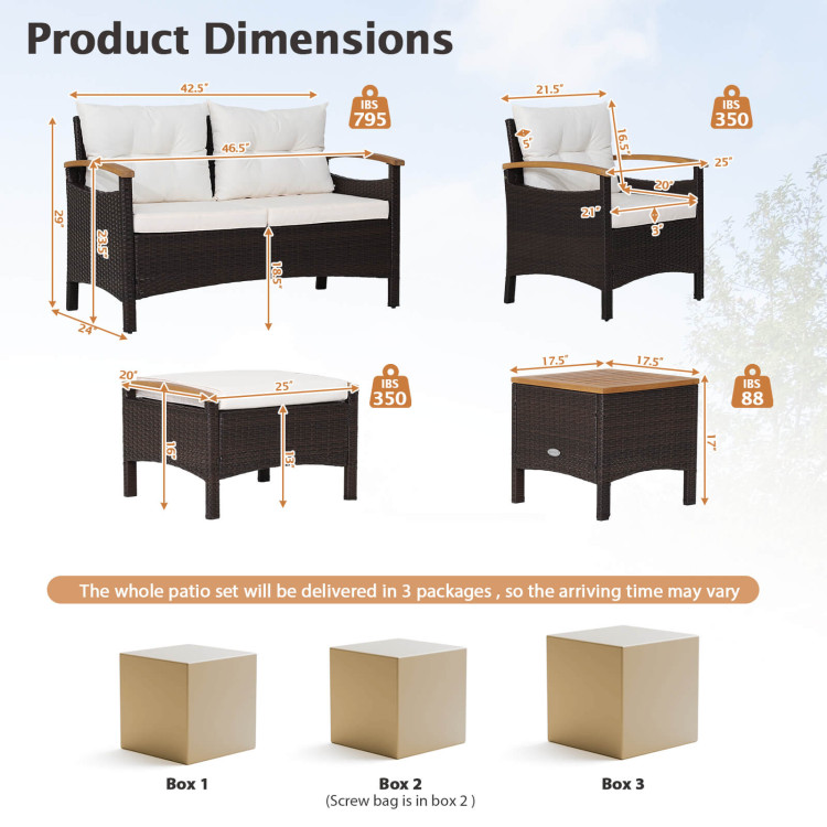 7 Piece Rattan Patio Sofa Set with Acacia Wood Tabletop and Armrests - Image 5