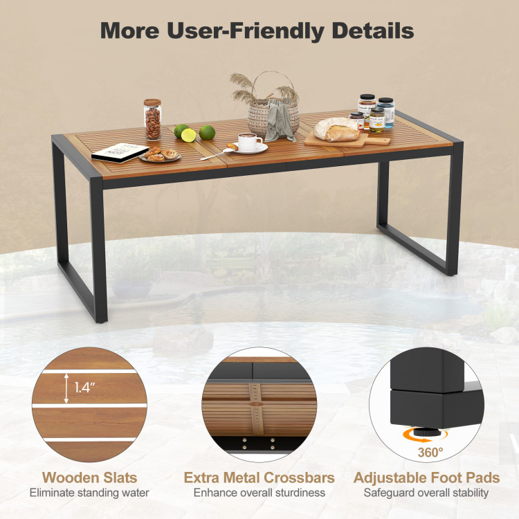 9 Pieces Patio Rattan Dining Set with Acacia Wood Table for Backyard Garden - Image 6