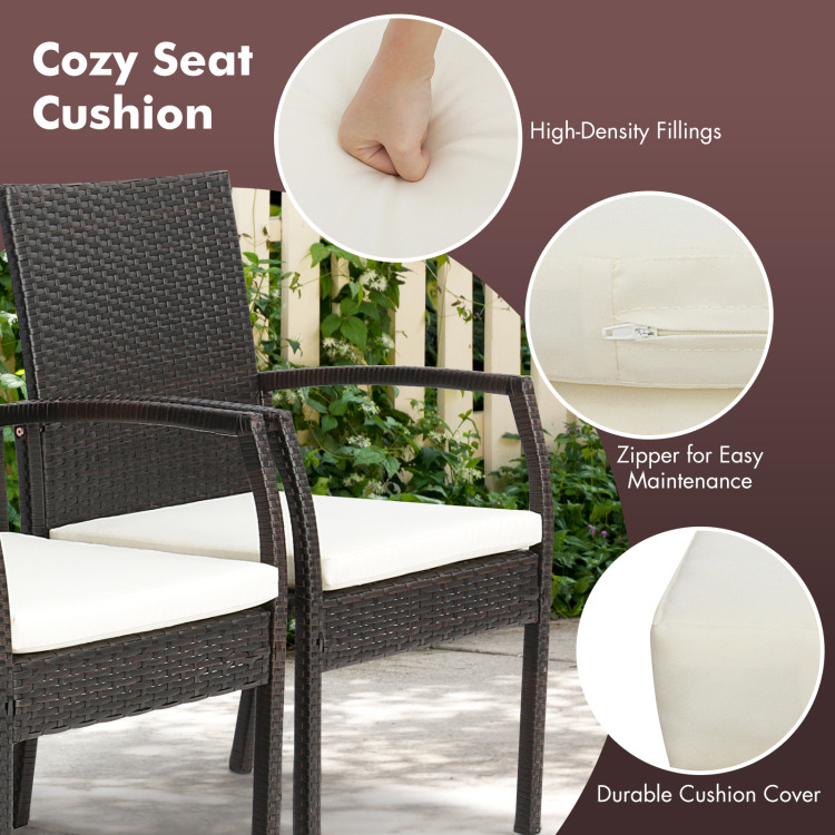 9 Pieces Patio Rattan Dining Set with Acacia Wood Table for Backyard Garden - Image 8