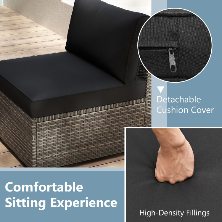 5-Piece Outdoor Patio Sectional Sofa Couch and Glass Coffee Table with Cushions - Image 8