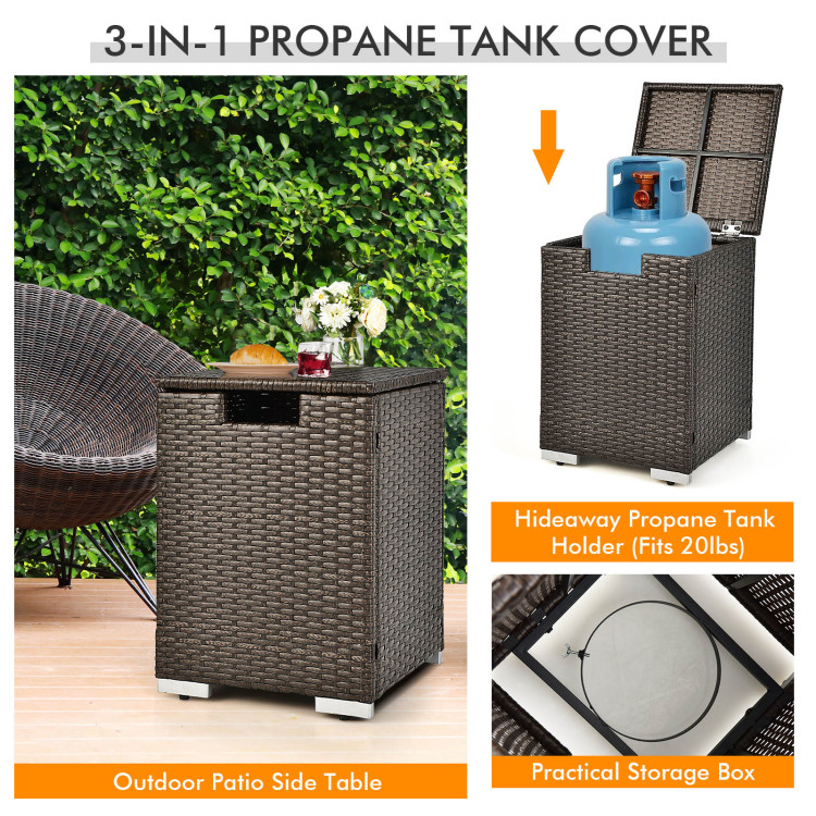 6 Pieces Outdoor Wicker Furniture Set with 32 Inch Propane Fire Pit Table - Image 8