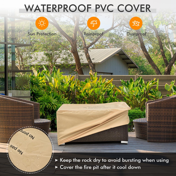 6 Pieces Outdoor Wicker Furniture Set with 32 Inch Propane Fire Pit Table - Image 9