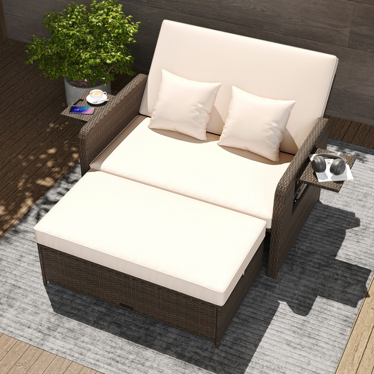 Premium Adjustable Outdoor Patio Daybed Set with Cushions and Storage Ottoman - Image 5