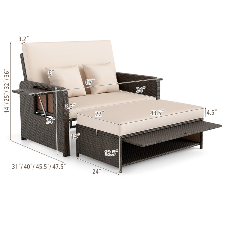 Premium Adjustable Outdoor Patio Daybed Set with Cushions and Storage Ottoman - Image 4