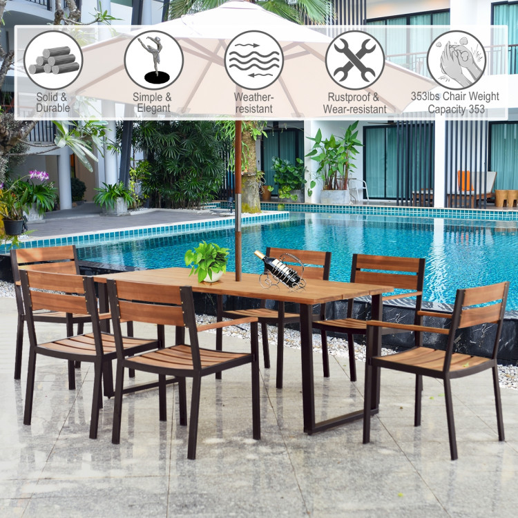 Patented 7 Pieces Patented Outdoor Patio Dining Table Set with Hole - Image 3