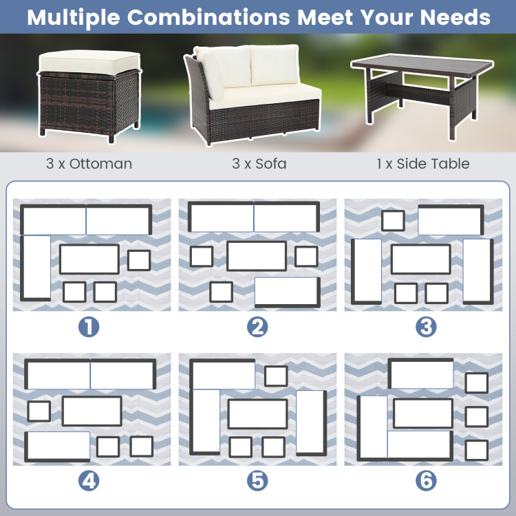 7 Pieces Hand-woven Cozy Wicker Patio Furniture Set - Image 7