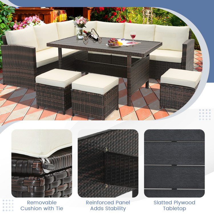 7 Pieces Hand-woven Cozy Wicker Patio Furniture Set - Image 9