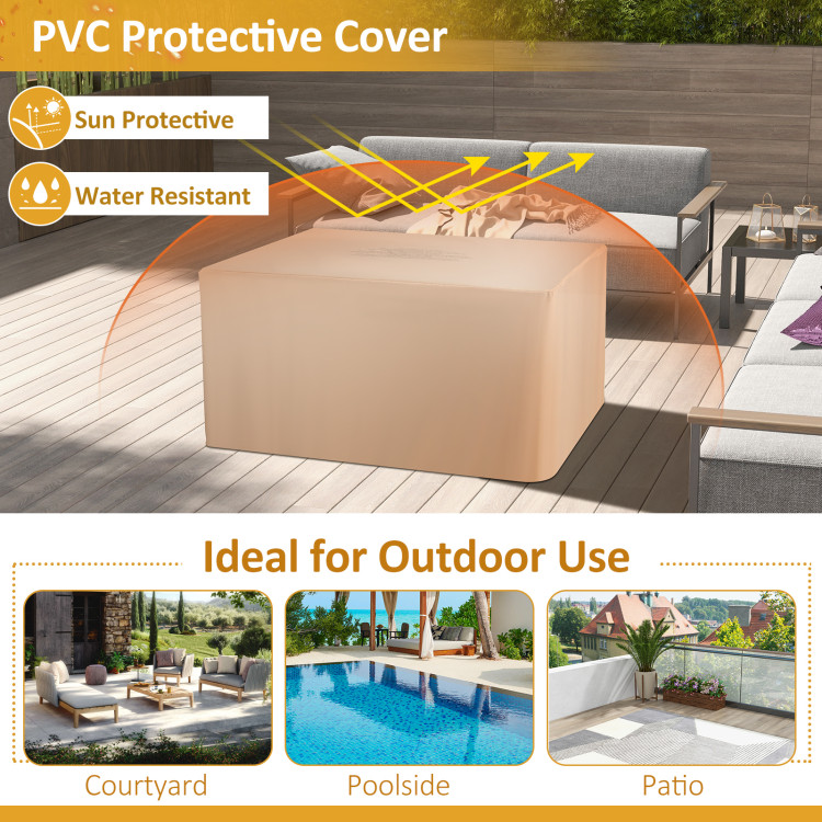 52 Inch Rattan Wicker Propane Fire Pit Table with Rain Cover and Lava Rock - Image 7