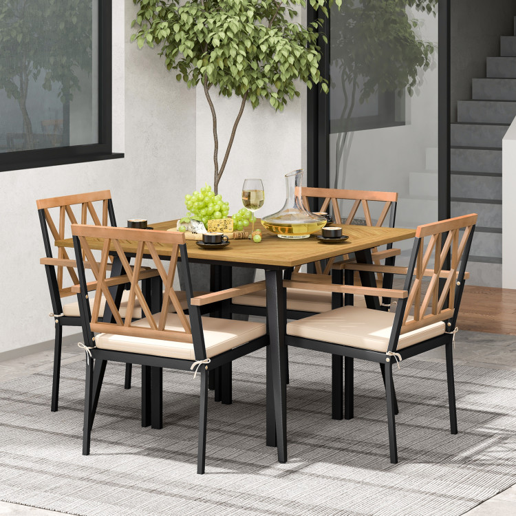 Outdoor Dining Table and Chairs with Cushions and 1.9 inches Umbrella Hole - Image 3