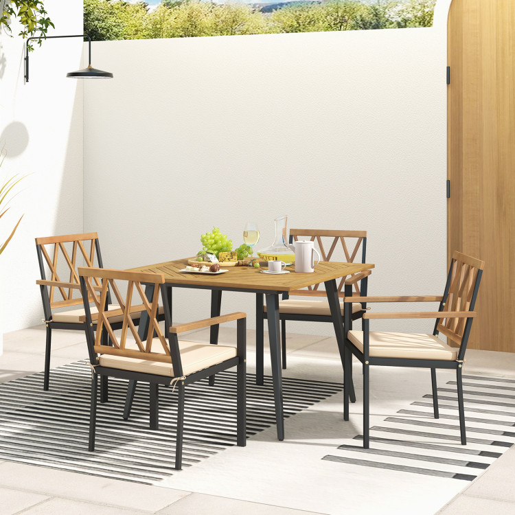 Outdoor Dining Table and Chairs with Cushions and 1.9 inches Umbrella Hole - Image 6