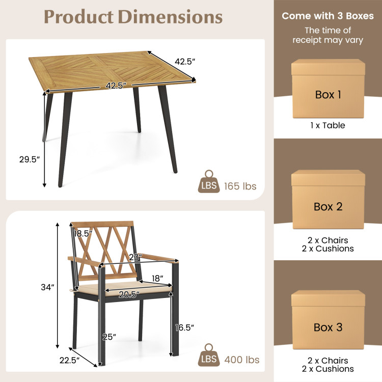 Outdoor Dining Table and Chairs with Cushions and 1.9 inches Umbrella Hole - Image 5