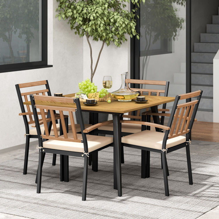 5 Pieces Patio Dining Set with Cushions and 1.9 inches Umbrella Hole - Image 2