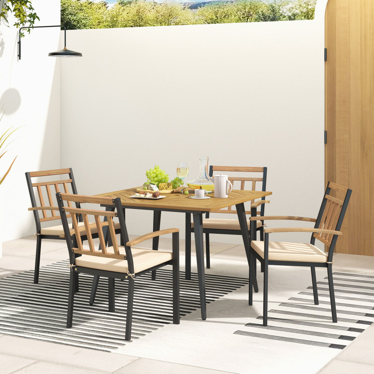 5 Pieces Patio Dining Set with Cushions and 1.9 inches Umbrella Hole - Image 3