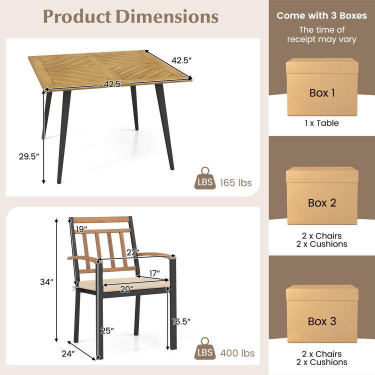 5 Pieces Patio Dining Set with Cushions and 1.9 inches Umbrella Hole - Image 5