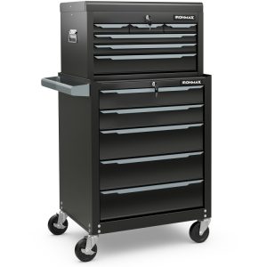 Rolling Steel Tool Chest with Hanging Holes and Central Keyed Locking System for Garage & Repair Shop