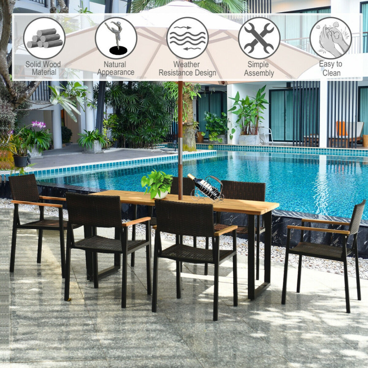 Patented 7 Pieces Outdoor Dining Set with Large Acacia Wood Table Top - Image 3