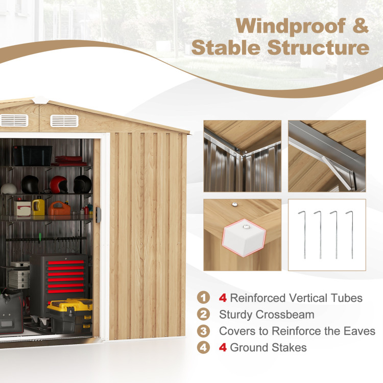 Weather Resistant Galvanized Steel Shed with Tilted Roof for Backyard Garden Patio Lawn - Image 10