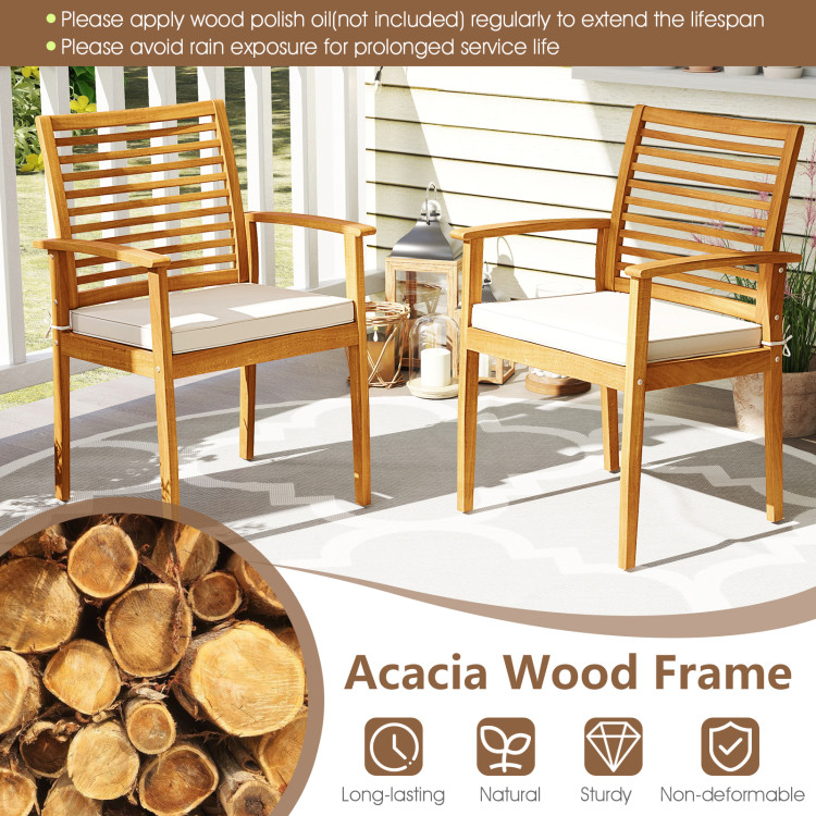 Acacia Wood 7-Piece Patio Dining Set with Umbrella Hole - Image 6