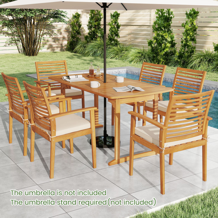 Acacia Wood 7-Piece Patio Dining Set with Umbrella Hole - Image 3