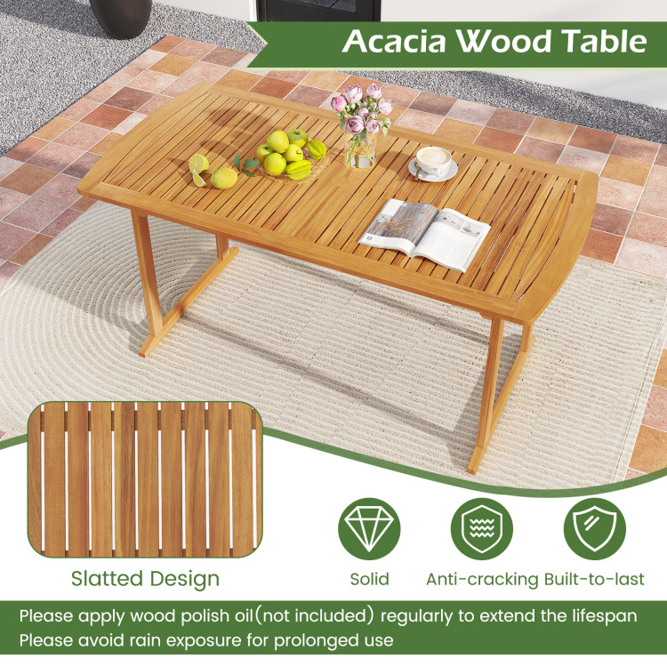 Acacia Wood 7-Piece Patio Dining Set with Umbrella Hole - Image 9