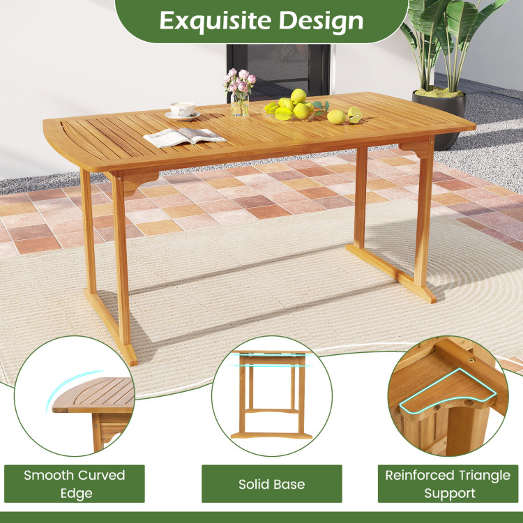 Acacia Wood 7-Piece Patio Dining Set with Umbrella Hole - Image 10
