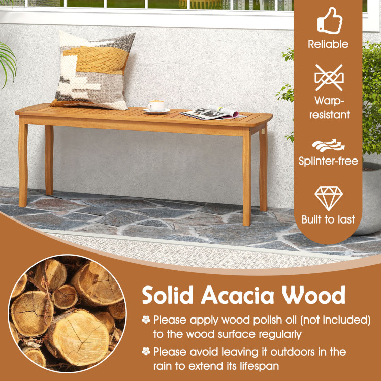 Acacia Wood Outdoor Table and Bench Chairs Set with 1.97 Inch Umbrella Hole - Image 5