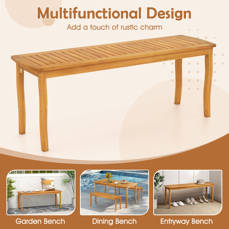 Acacia Wood Outdoor Table and Bench Chairs Set with 1.97 Inch Umbrella Hole - Image 7