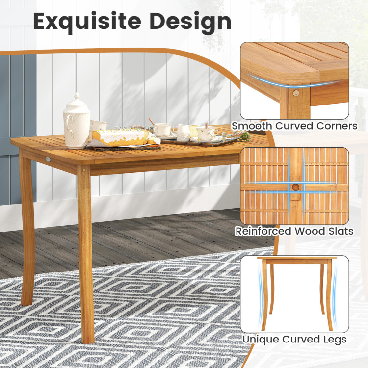 Acacia Wood Outdoor Table and Bench Chairs Set with 1.97 Inch Umbrella Hole - Image 10
