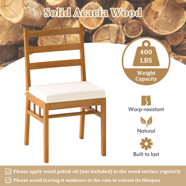 7 Pieces Patio Acacia Wood Dining Set Outdoor Rectangular Table and Chairs Set - Image 7