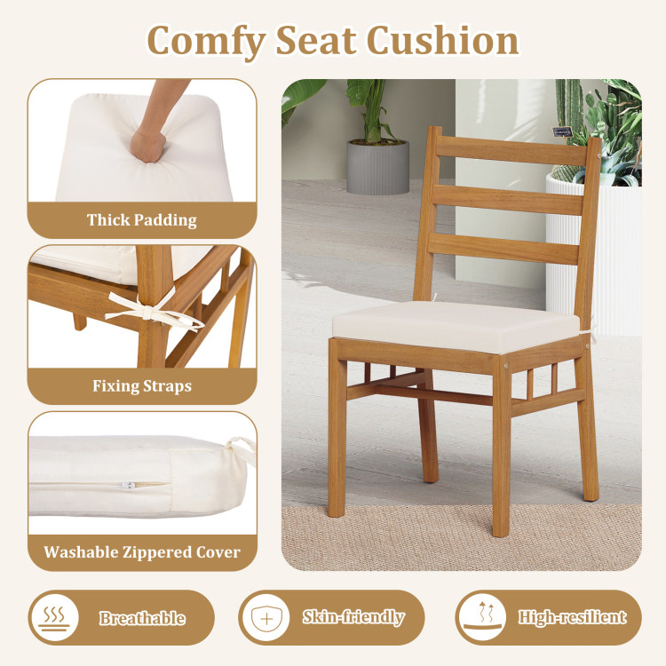 7 Pieces Patio Acacia Wood Dining Set Outdoor Rectangular Table and Chairs Set - Image 8
