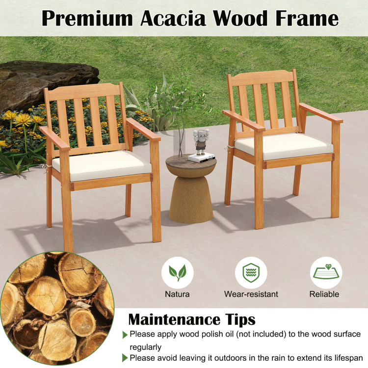 6 Pieces Patio Dining Table Set 63" Rectangle Table with 4 Acacia Wood Armchairs and Backless Bench - Image 6