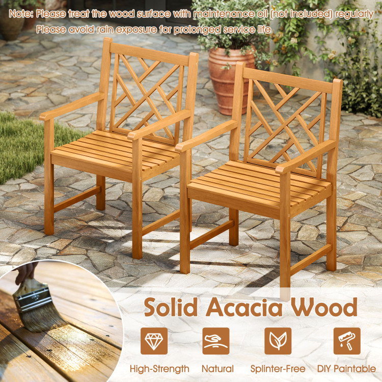 5-Pieces Patio Dining Table Set Wood Square Dining Table with 4 Chairs and Slatted Tabletop - Image 9